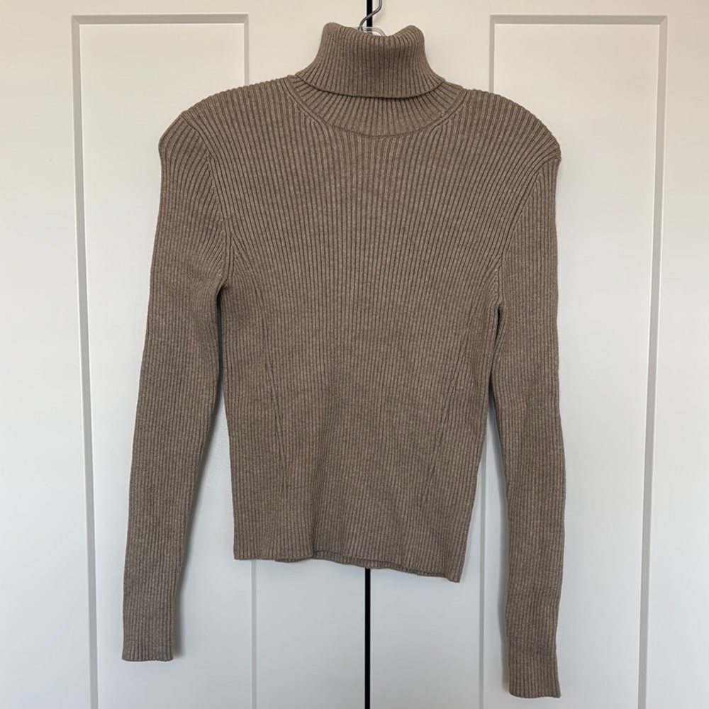 Tan Cowl Neck Sweater with Slim Fit